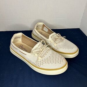 Skechers Cream and Gold Flats with Perforated Upper